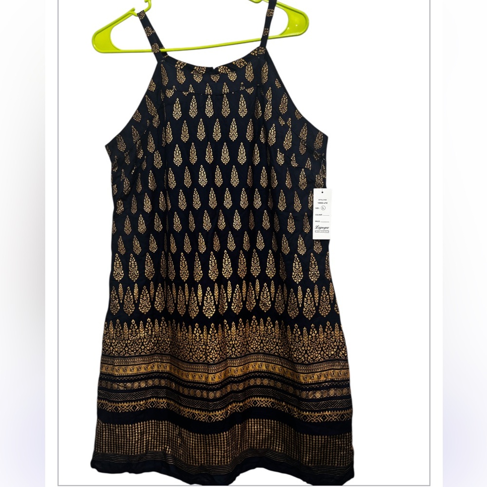 Chic Black and Gold Mini Dress